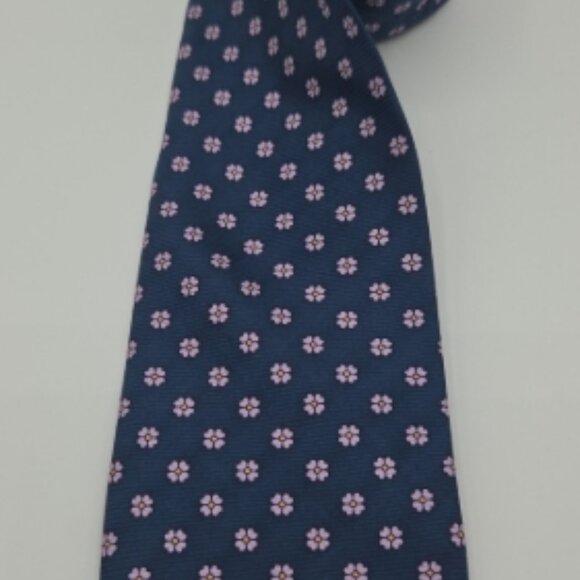 Lands’ End 100% Silk Tie Blue Pink Floral Made in Italy - Picture 3 of 4